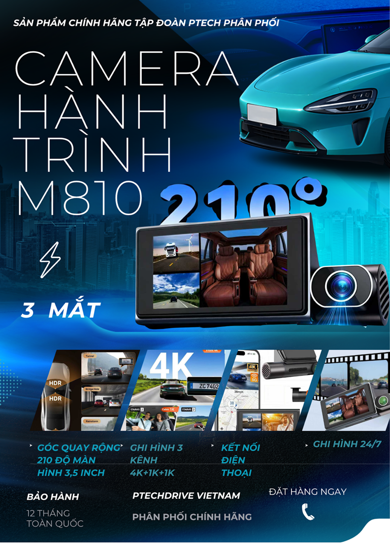 Camera hành trình 3 mắt M810 Ptech